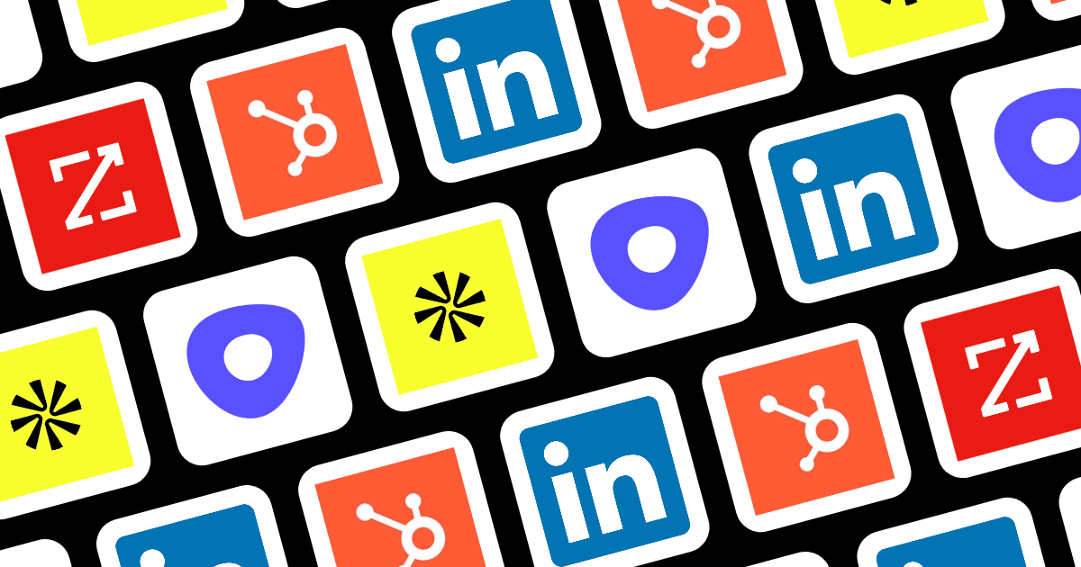 B2B prospecting tools including Apollo, ZoomInfo, LinkedIn, HubSpot, and Outreach